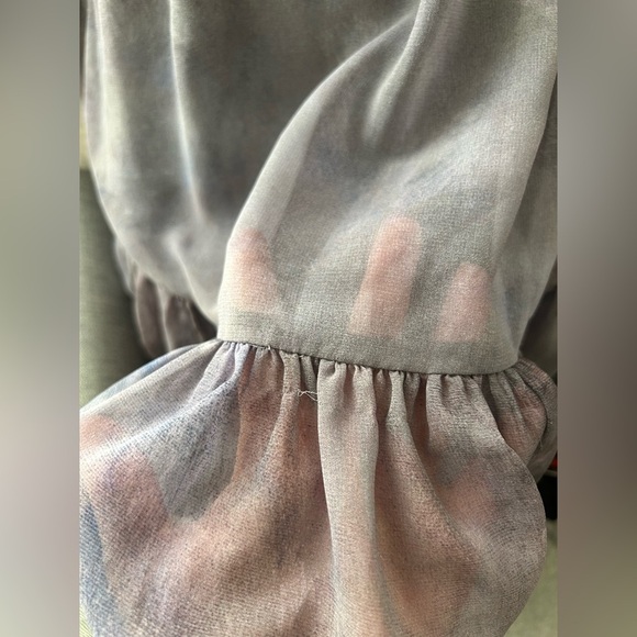 Wilfred Aritzia Tempest Mini Dress Smocked bodice Chiffon Puff Sleeve Purple - Picture 16 of 16